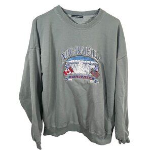Brandy Melville Niagara Falls Crewneck Sweatshirt Oversized Gray Green